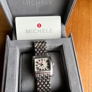 Michele Silver Watch with White Dial